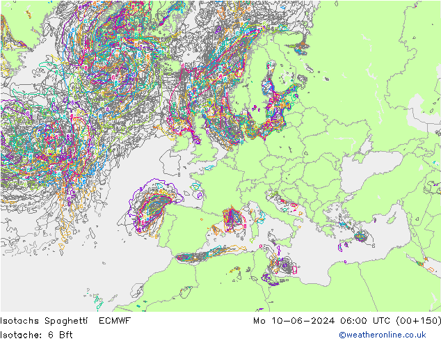 Isotachs Spaghetti ECMWF Mo 10.06.2024 06 UTC
