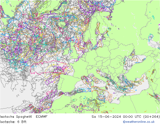 Eşrüzgar Hızları Spaghetti ECMWF Cts 15.06.2024 00 UTC