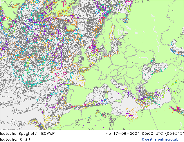 Isotachen Spaghetti ECMWF ma 17.06.2024 00 UTC