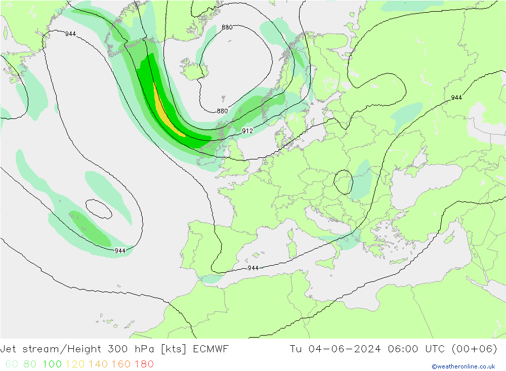 高速氣流 ECMWF 星期二 04.06.2024 06 UTC