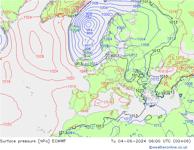 Bodendruck ECMWF Di 04.06.2024 06 UTC