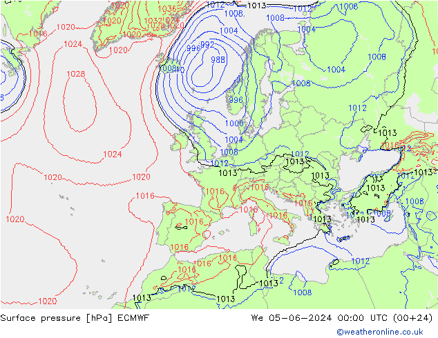Yer basıncı ECMWF Çar 05.06.2024 00 UTC