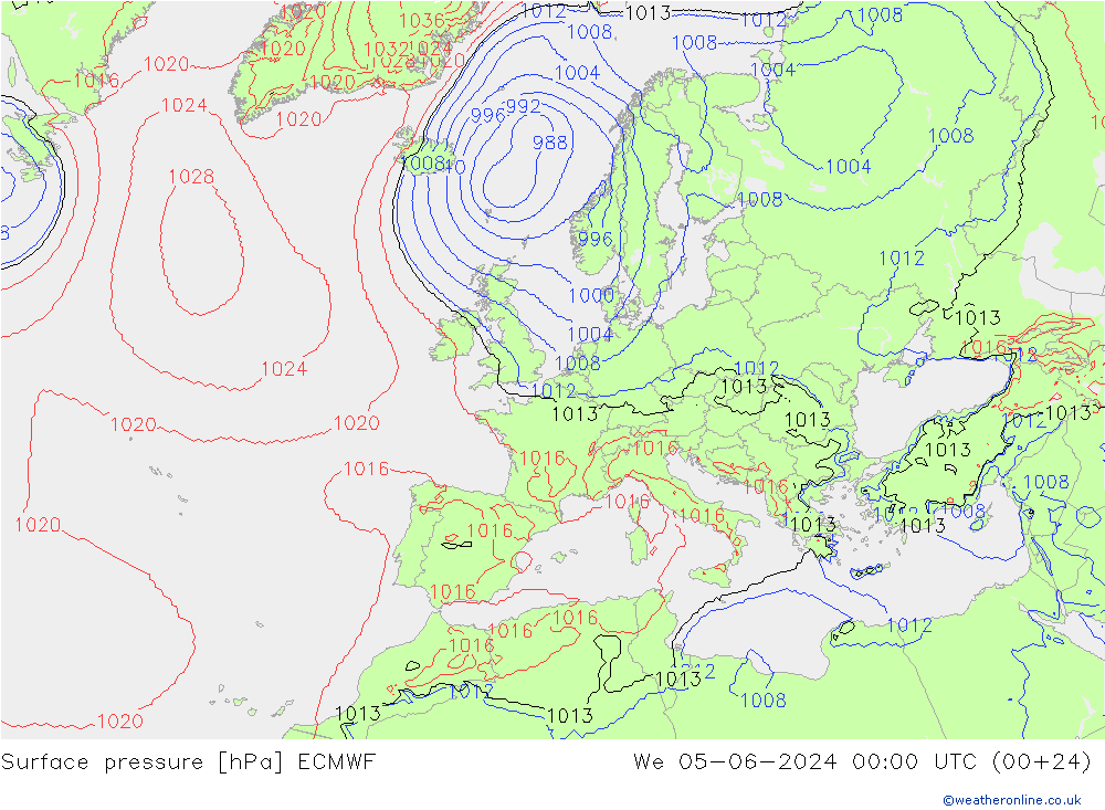 地面气压 ECMWF 星期三 05.06.2024 00 UTC