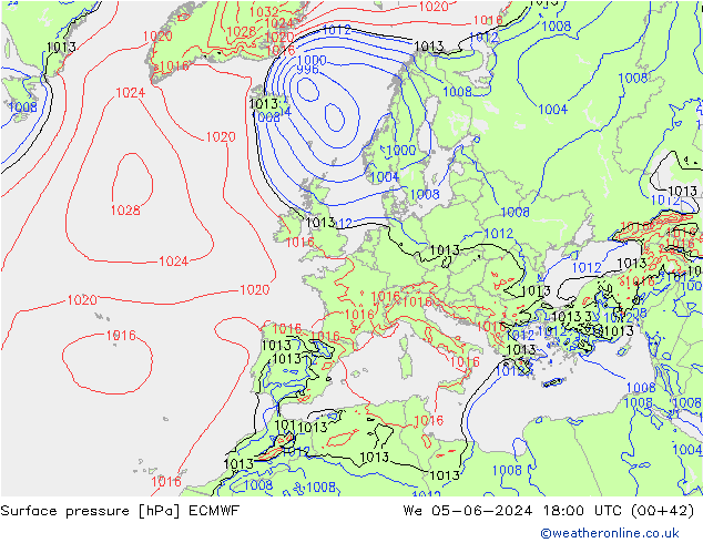 pression de l'air ECMWF mer 05.06.2024 18 UTC