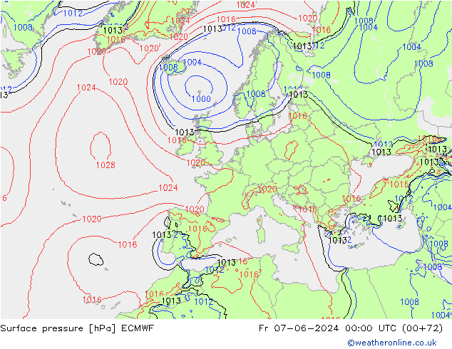 pressão do solo ECMWF Sex 07.06.2024 00 UTC