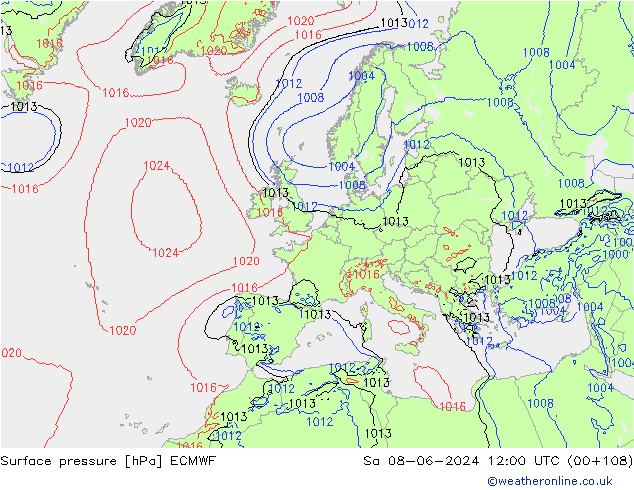 Luchtdruk (Grond) ECMWF za 08.06.2024 12 UTC