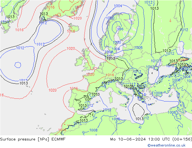 pression de l'air ECMWF lun 10.06.2024 12 UTC