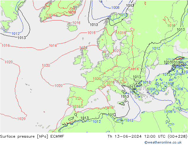 pression de l'air ECMWF jeu 13.06.2024 12 UTC