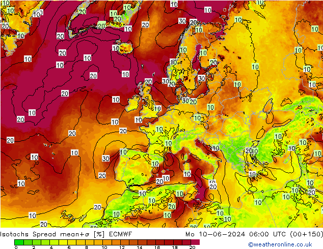 Isotachs Spread ECMWF  10.06.2024 06 UTC