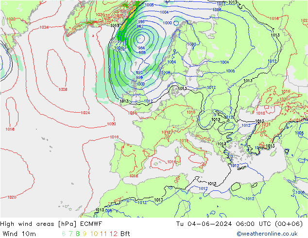 High wind areas ECMWF mar 04.06.2024 06 UTC