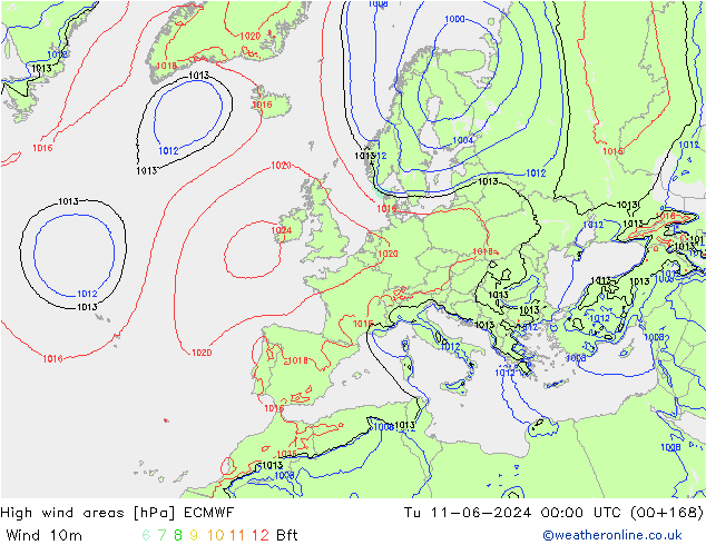 High wind areas ECMWF Ter 11.06.2024 00 UTC