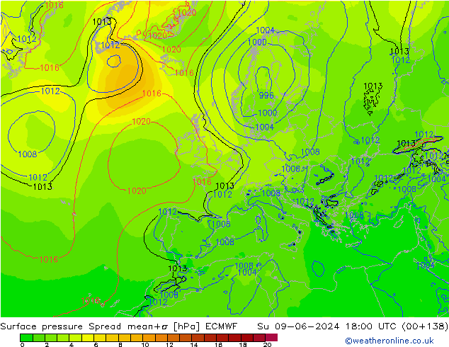 ciśnienie Spread ECMWF nie. 09.06.2024 18 UTC