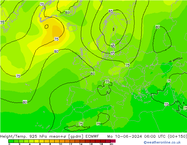 Géop./Temp. 925 hPa ECMWF lun 10.06.2024 06 UTC