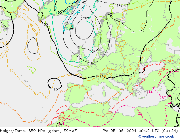 Height/Temp. 850 hPa ECMWF We 05.06.2024 00 UTC