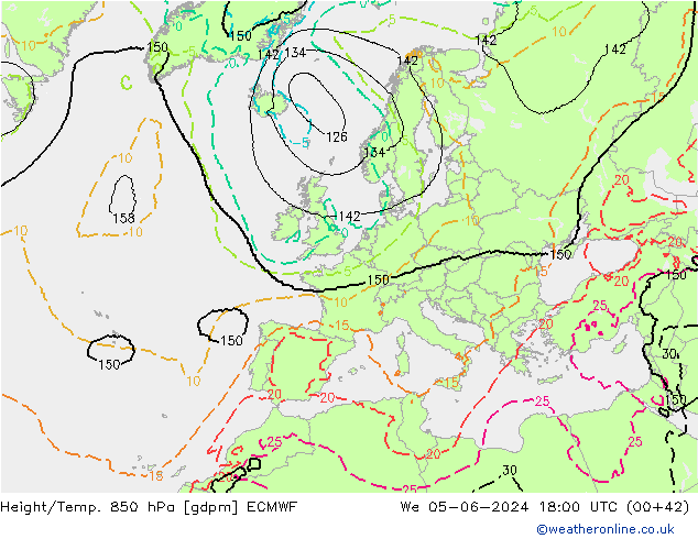 Height/Temp. 850 hPa ECMWF We 05.06.2024 18 UTC