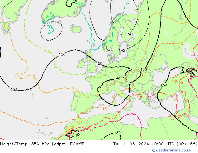 Height/Temp. 850 hPa ECMWF  11.06.2024 00 UTC