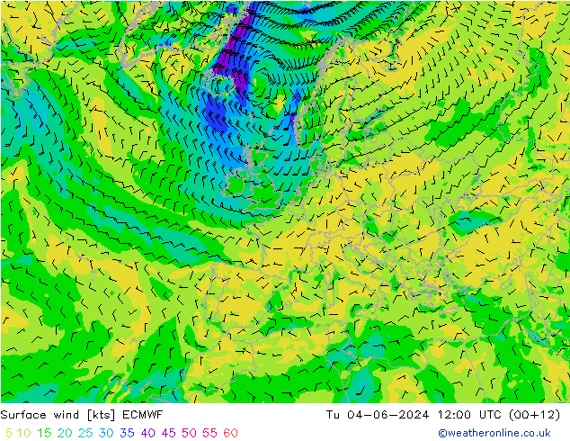 Vento 10 m ECMWF mar 04.06.2024 12 UTC