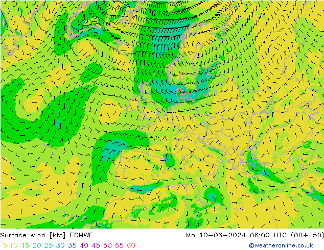 Vento 10 m ECMWF lun 10.06.2024 06 UTC