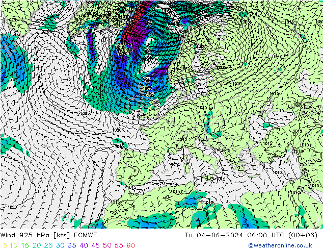 Wind 925 hPa ECMWF Di 04.06.2024 06 UTC