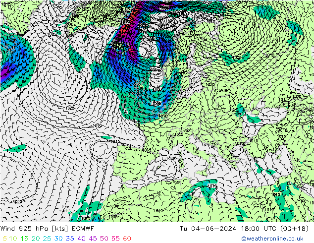 Vent 925 hPa ECMWF mar 04.06.2024 18 UTC