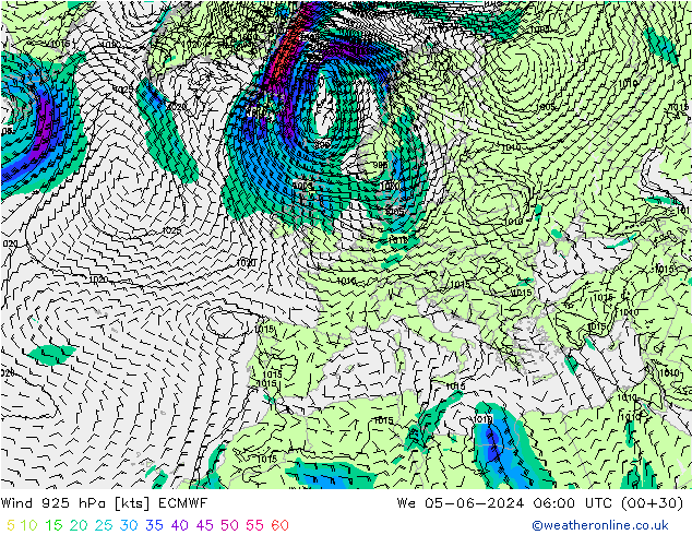 Rüzgar 925 hPa ECMWF Çar 05.06.2024 06 UTC