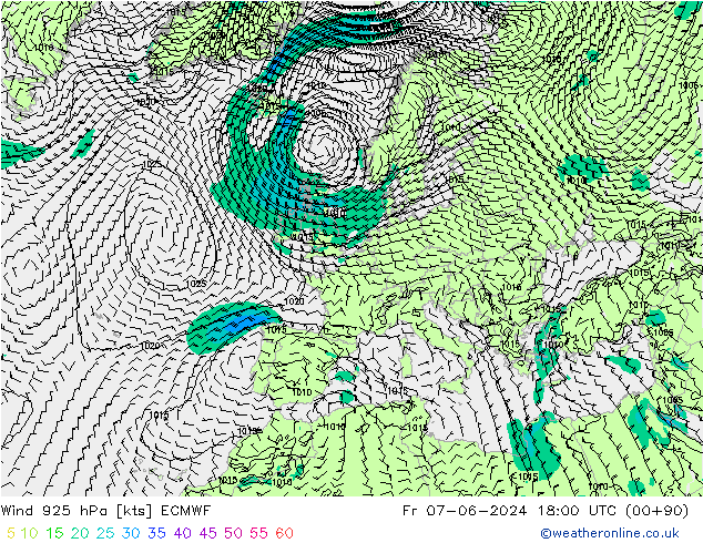 Wind 925 hPa ECMWF Fr 07.06.2024 18 UTC