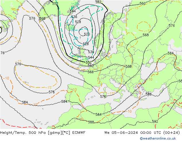 Height/Temp. 500 гПа ECMWF ср 05.06.2024 00 UTC