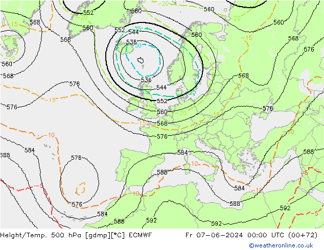 Height/Temp. 500 hPa ECMWF  07.06.2024 00 UTC