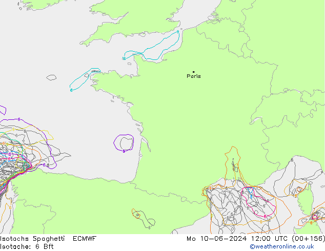 Eşrüzgar Hızları Spaghetti ECMWF Pzt 10.06.2024 12 UTC