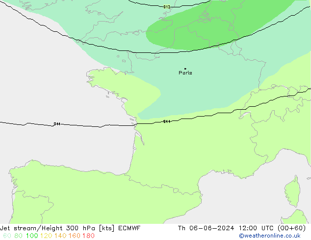 Jet stream/Height 300 hPa ECMWF Th 06.06.2024 12 UTC