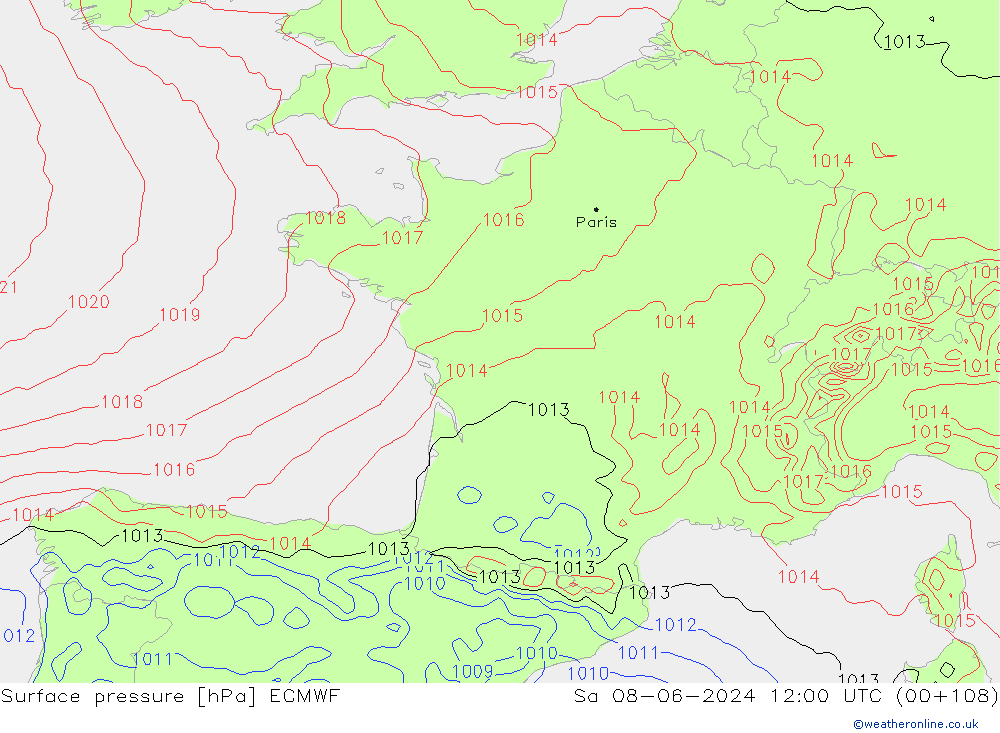 Yer basıncı ECMWF Cts 08.06.2024 12 UTC