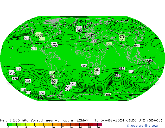 Height 500 hPa Spread ECMWF Di 04.06.2024 06 UTC