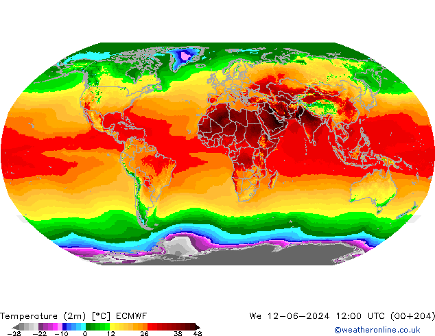 Sıcaklık Haritası (2m) ECMWF Çar 12.06.2024 12 UTC