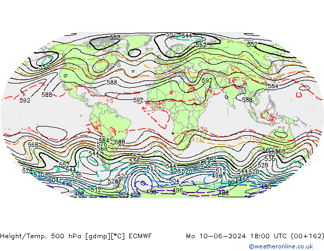 Height/Temp. 500 hPa ECMWF Mo 10.06.2024 18 UTC