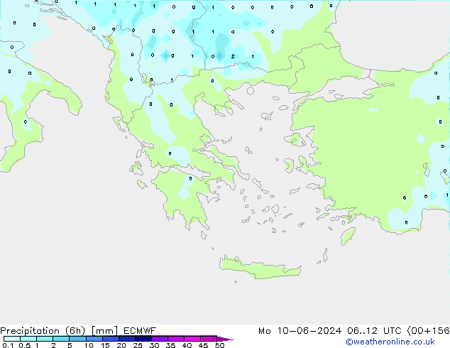 Precipitação (6h) ECMWF Seg 10.06.2024 12 UTC