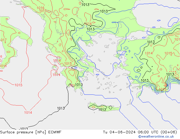 Bodendruck ECMWF Di 04.06.2024 06 UTC