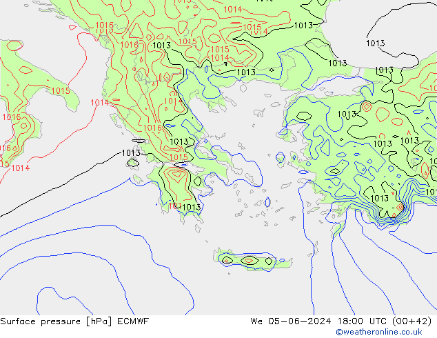 Luchtdruk (Grond) ECMWF wo 05.06.2024 18 UTC