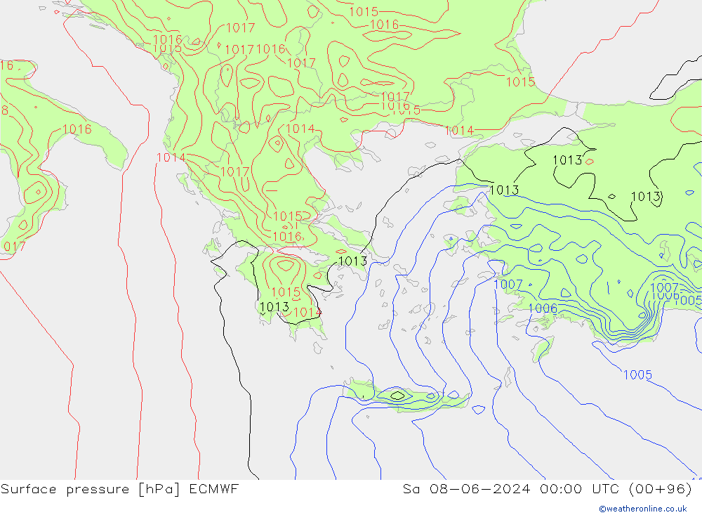 pressão do solo ECMWF Sáb 08.06.2024 00 UTC