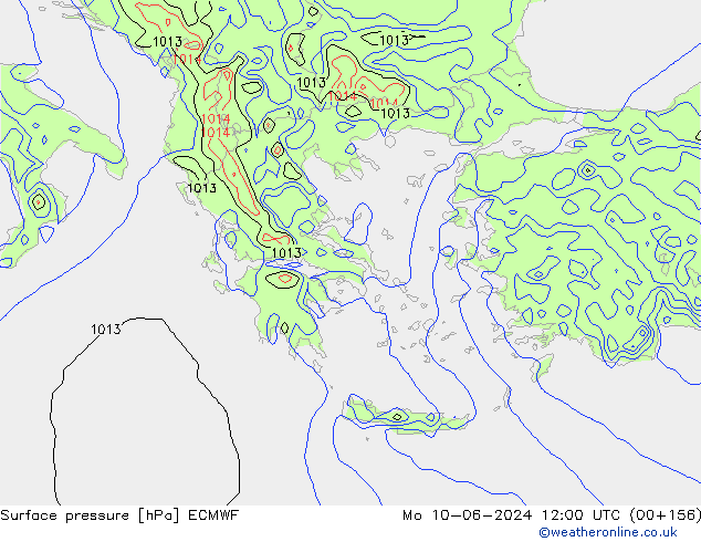 Pressione al suolo ECMWF lun 10.06.2024 12 UTC