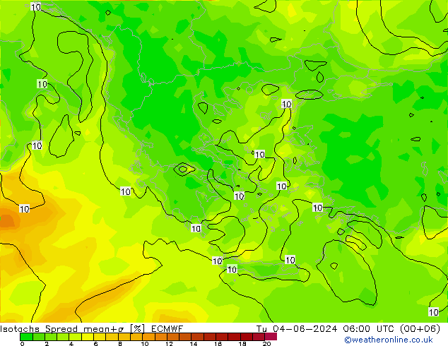 Isotachs Spread ECMWF Tu 04.06.2024 06 UTC