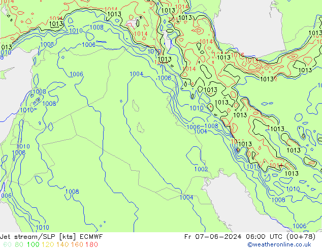 Jet stream/SLP ECMWF Fr 07.06.2024 06 UTC