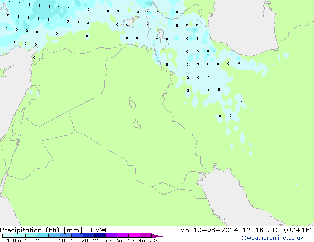 осадки (6h) ECMWF пн 10.06.2024 18 UTC