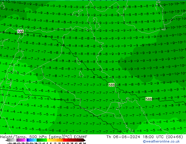 Height/Temp. 500 гПа ECMWF чт 06.06.2024 18 UTC