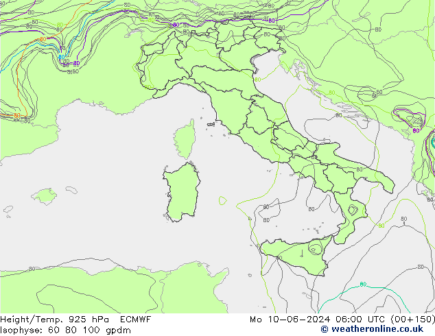 Height/Temp. 925 hPa ECMWF Po 10.06.2024 06 UTC