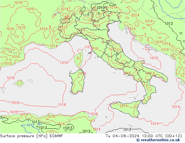 pressão do solo ECMWF Ter 04.06.2024 12 UTC