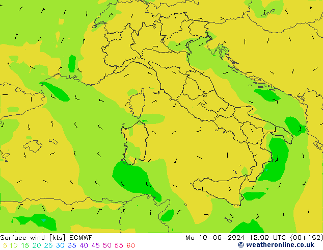 ветер 10 m ECMWF пн 10.06.2024 18 UTC