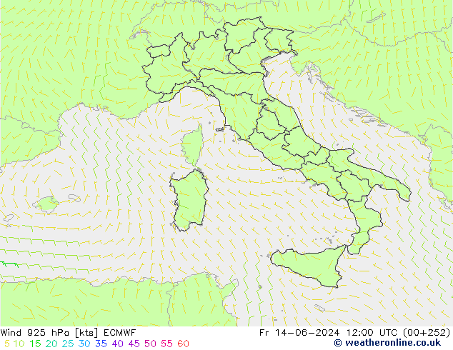 Wind 925 hPa ECMWF Fr 14.06.2024 12 UTC