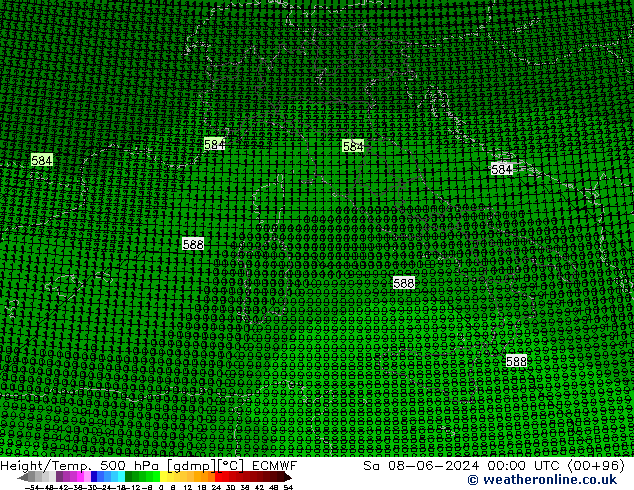 Geop./Temp. 500 hPa ECMWF sáb 08.06.2024 00 UTC