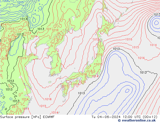 Presión superficial ECMWF mar 04.06.2024 12 UTC