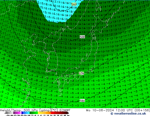 Height/Temp. 500 hPa ECMWF  10.06.2024 12 UTC